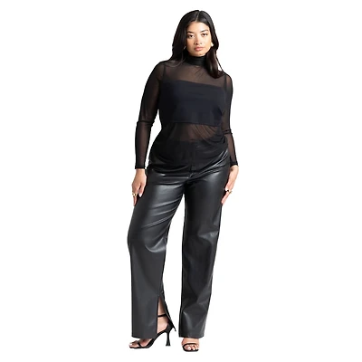 Eloquii Women's Slit Hem Faux Leather Pant
