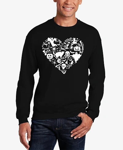 La Pop Art Men's Halloween Heart Word Art Crewneck Sweatshirt
