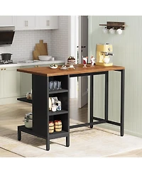 Tribesigns Kitchen Island, Kitchen Shelf Kitchen Bar Table with 5 Open Storage Shelves and Large Worktop, Industrial Butcher Block Island (Stools Not