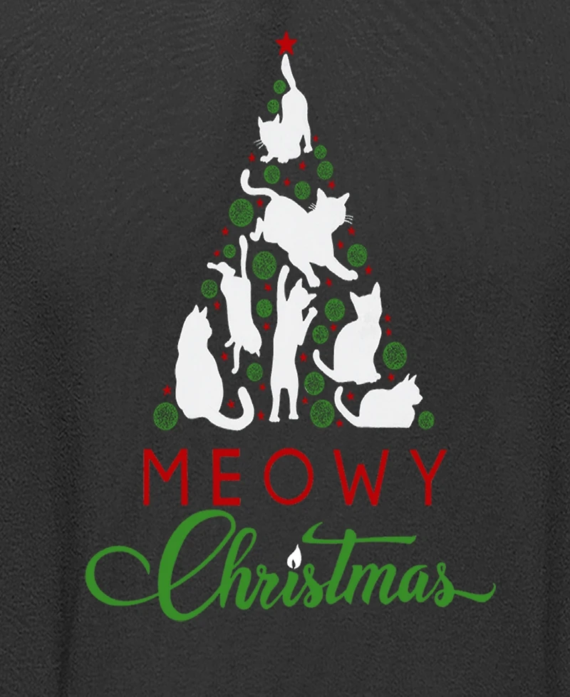 La Pop Art Men's Meowy Christmas Tree Word Art Hooded Sweatshirt