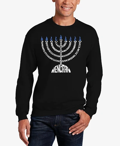 La Pop Art Men's Menorah Word Crewneck Sweatshirt