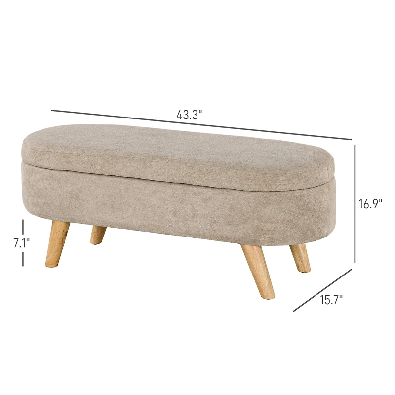 Homcom Storage Ottoman Bench, 43.3" Upholste End of Bed Bench,