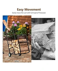 Givimo Firewood Log Cart Carrier with Anti-Slip and Wear-Resistant Wheels