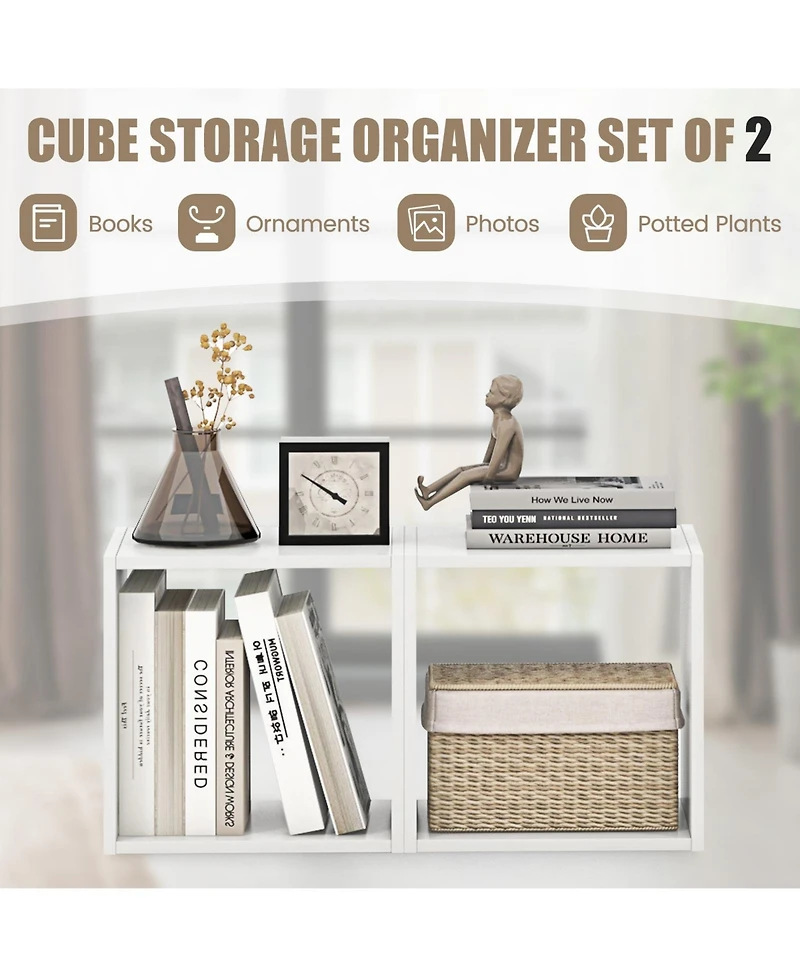 Sugift Cube Storage Organizer Set of 2-White