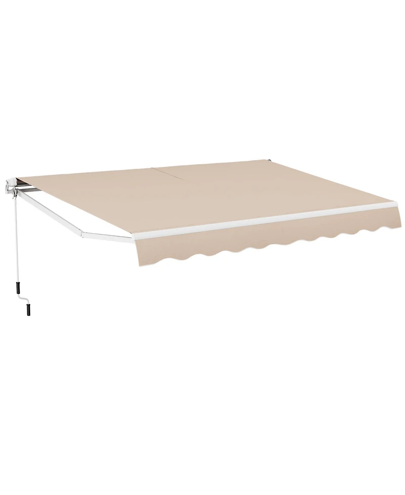 Givimo 13 × 8 Feet Retractable Patio Awning Aluminum Deck Sunshade-Beige
