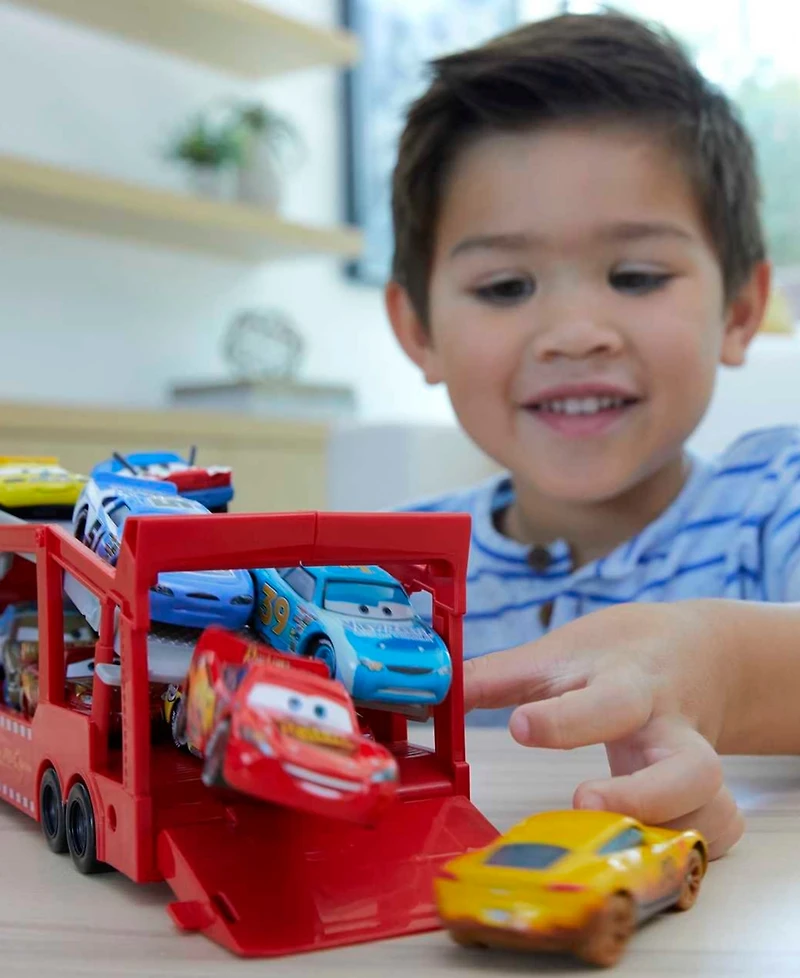 Disney and Pixar Cars Mack Hauler, 13" Toy Transporter Truck with Ramp and Carry Storage