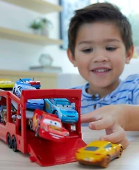 Disney and Pixar Cars Mack Hauler, 13" Toy Transporter Truck with Ramp and Carry Storage