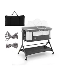 Height Adjustable Bedside Sleeper Baby Crib with Storage Bag