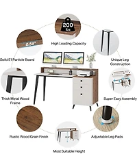 Tribesigns 63-Inch Dining Table for 4-6 People, Farmhouse Rectangular Large Kitchen Dinner Eating Table, Light Brown