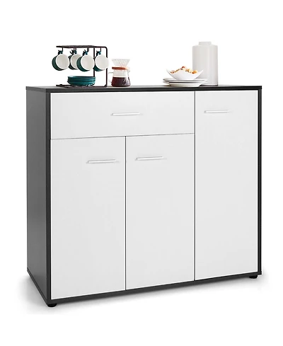 Gymax 3-Door Buffet Sideboard Kitchen Storage Cabinet Console Cupboard w/Drawer
