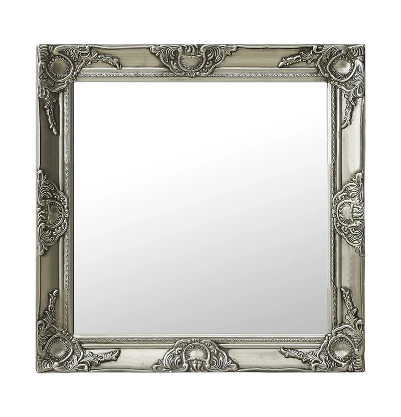 vidaXL Wall Mirror Baroque Style 23.6"x23.6" Silver