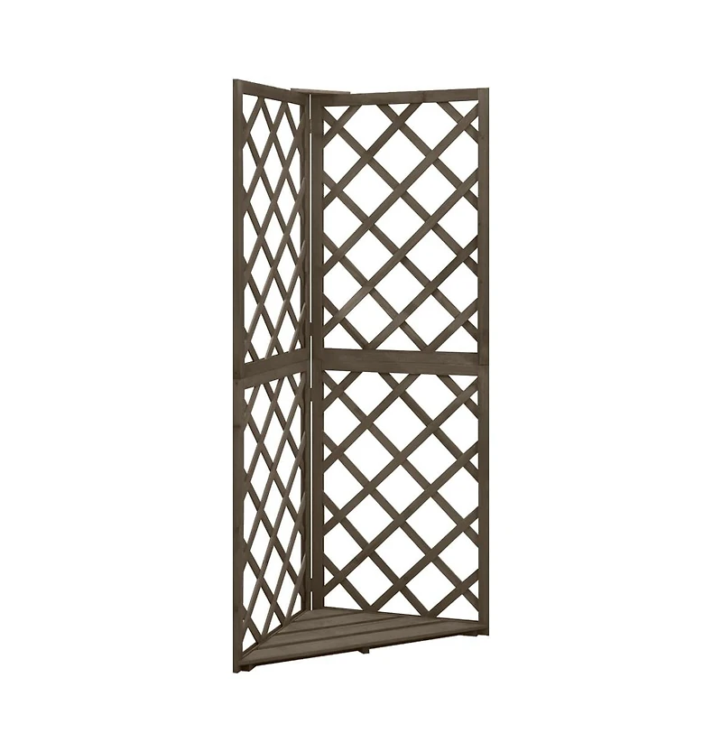 vidaXL Corner Trellis Gray 19.6"x19.6"x57" Solid Fir Wood