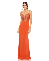 Mac Duggal Women's Sweetheart Mesh Embellished Gown