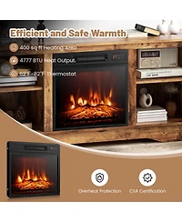 58 Inches Tv Stand for Flat Screen TVs Up to 65 Inches with 18 Inches Electric Fireplace Heater