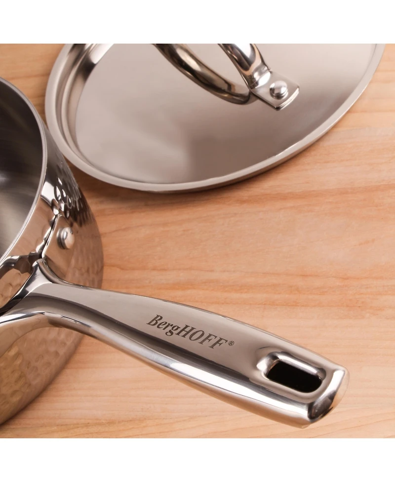 BergHOFF Vintage Tri-Ply 18/10 Stainless Steel 5.5" Saucepan 1qt. with Lid, Hammered