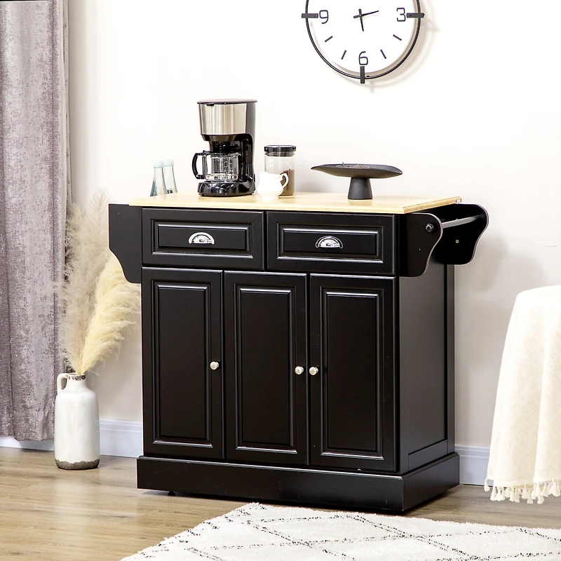 Homcom Kitchen Island on Wheels Kitchen Storage Cabinet Utility Cart