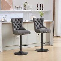 Simplie Fun Retro-Style Adjustable Barstools with Tufted Backs