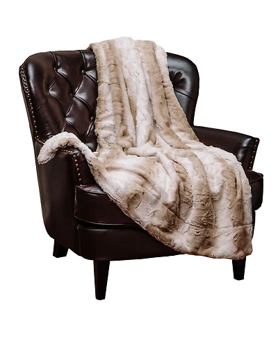 Chanasya Premium Faux Fur Ombre Throw Blanket - Super Soft, Lightweight Minky with Fuzzy Sherpa Side 50" x 65” Gray