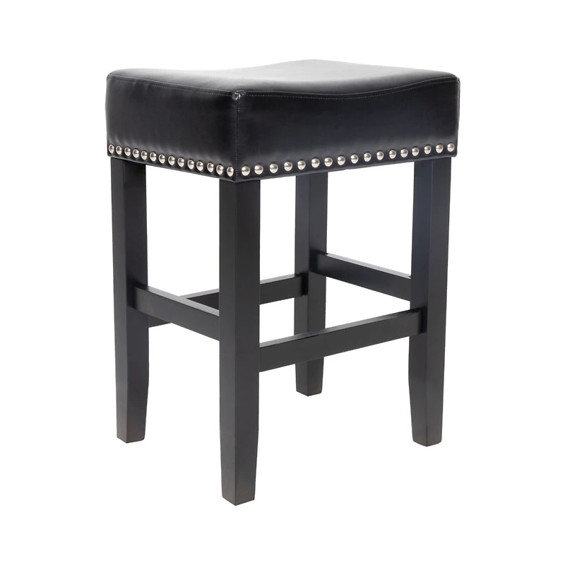 Streamdale 26" Backless Leather Counter Stools, 2-Pcs Set, Black