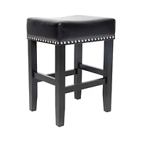 Streamdale 26" Backless Leather Counter Stools, 2-Pcs Set, Black
