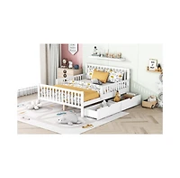 Streamdale Pink Platform Bed with Guardrails and Drawers