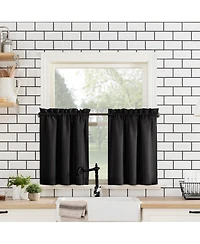 Martine Microfiber Semi-Sheer Rod Pocket Kitchen Curtain Valance and Tiers Set