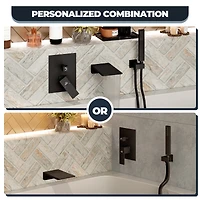 Casainc Doux Wall Mounted Waterfall Tub Spout with Diverter and Handheld Shower Head