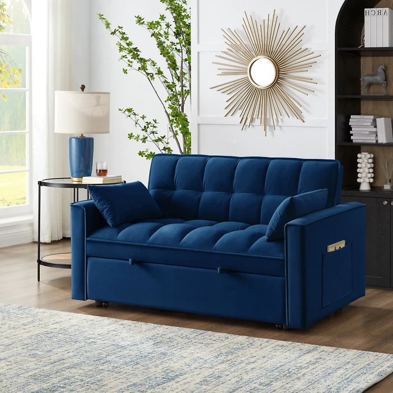 Streamdale Furniture Navy 4-in-1 Loveseat Sofa Bed with Storage