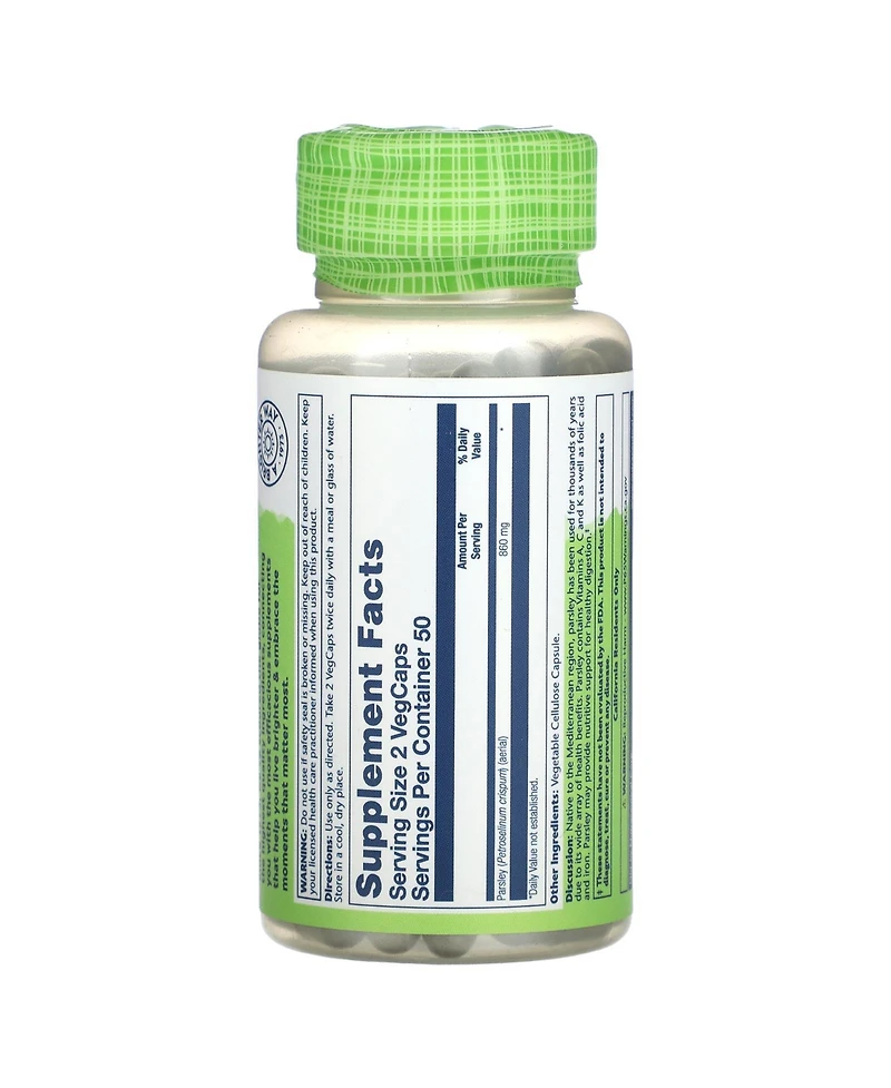 Solaray True Herbs Parsley Leaf - 100 VegCaps (430 mg per Capsule)