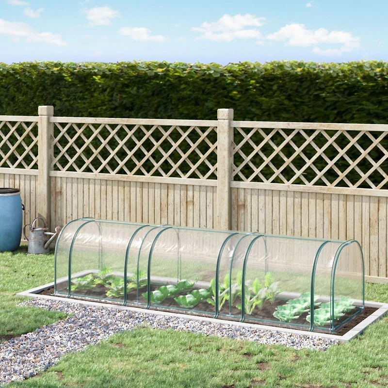 Mini Greenhouse: 11' x 3' x 2.5', Portable with Steel Frame