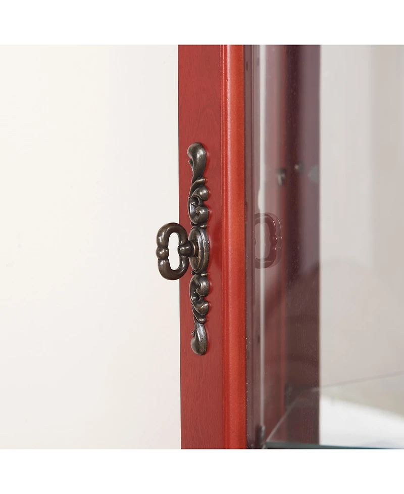 Simplie Fun Lighted Glass Corner Curio Cabinet with Crown and Bulbs