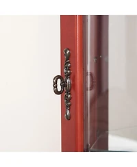 Simplie Fun Lighted Glass Corner Curio Cabinet with Crown and Bulbs