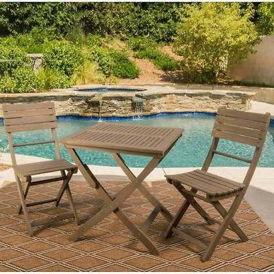 Streamdale Acacia Wood 25" Foldable Bistro Set, Gray