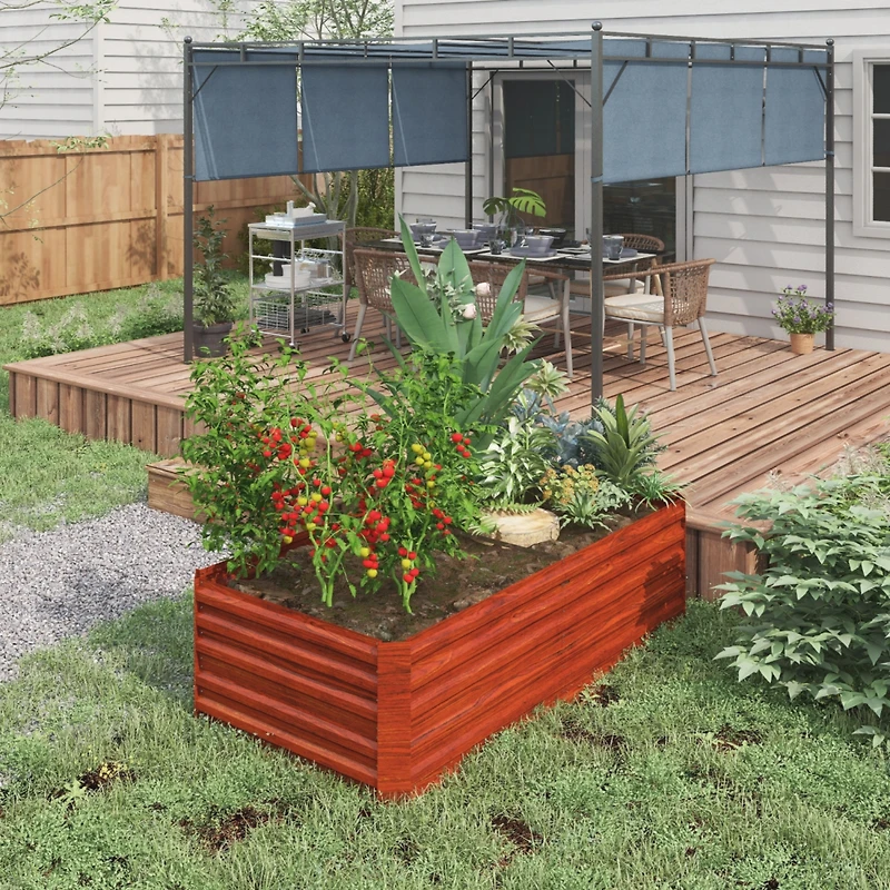 Galvanized Raised Garden Bed - 6' x 3' x 2' Planter, Dark Brown