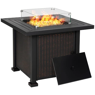 34" Black Outdoor Propane Fire Pit, 50k Btu, Auto-Ignition