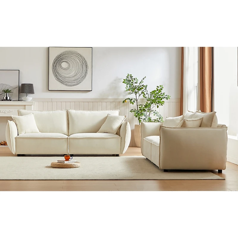 Streamdale Modern 3-Seater Sofa Combo with Linen Fabric