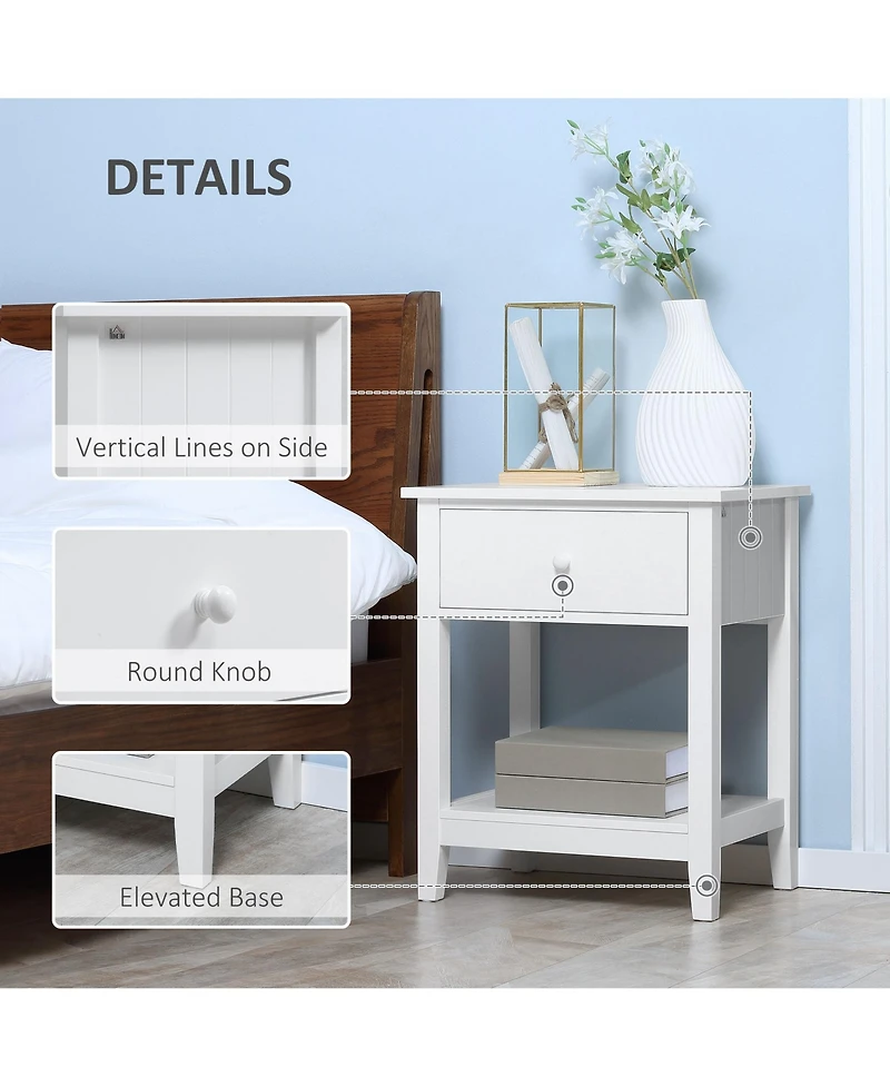 2-Tier Modern End Table with Drawer & Shelf