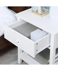 2-Tier Modern End Table with Drawer & Shelf