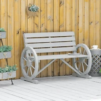 41" Outdoor Slatted Bench with Backrest, Light Gray