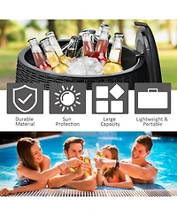9.5 Gallon 4-in-1 Patio Rattan Cool Bar Cocktail Table Side