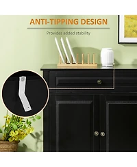 Black Sideboard Buffet Cabinet with Drawers and Adjustable Shelves