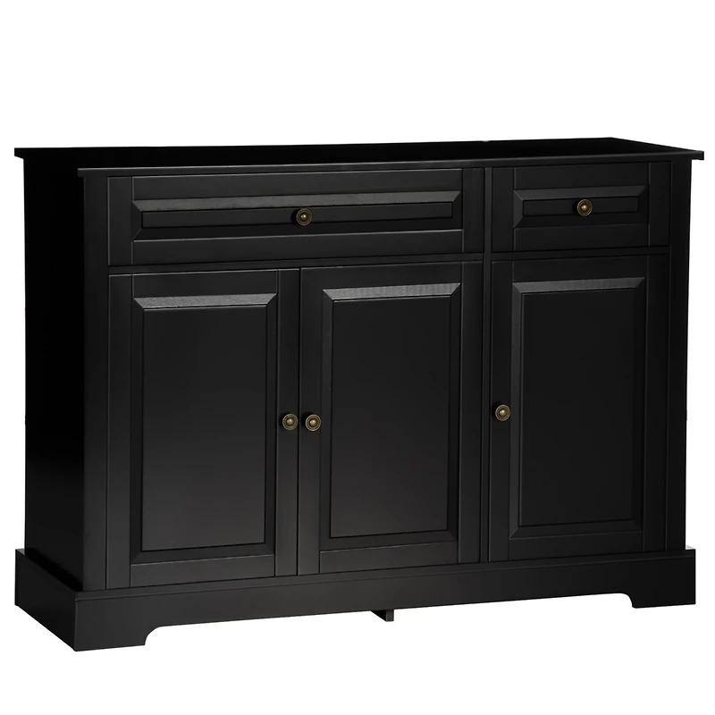 Black Sideboard Buffet Cabinet with Drawers and Adjustable Shelves
