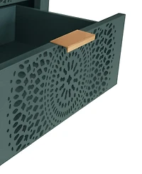 Simplie Fun 3-Drawer Carved Dresser Chest with Metal Handles