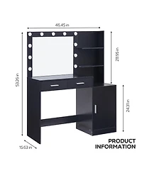 Streamdale Furniture Vanity Desk with Mirror, Lights, and Storage