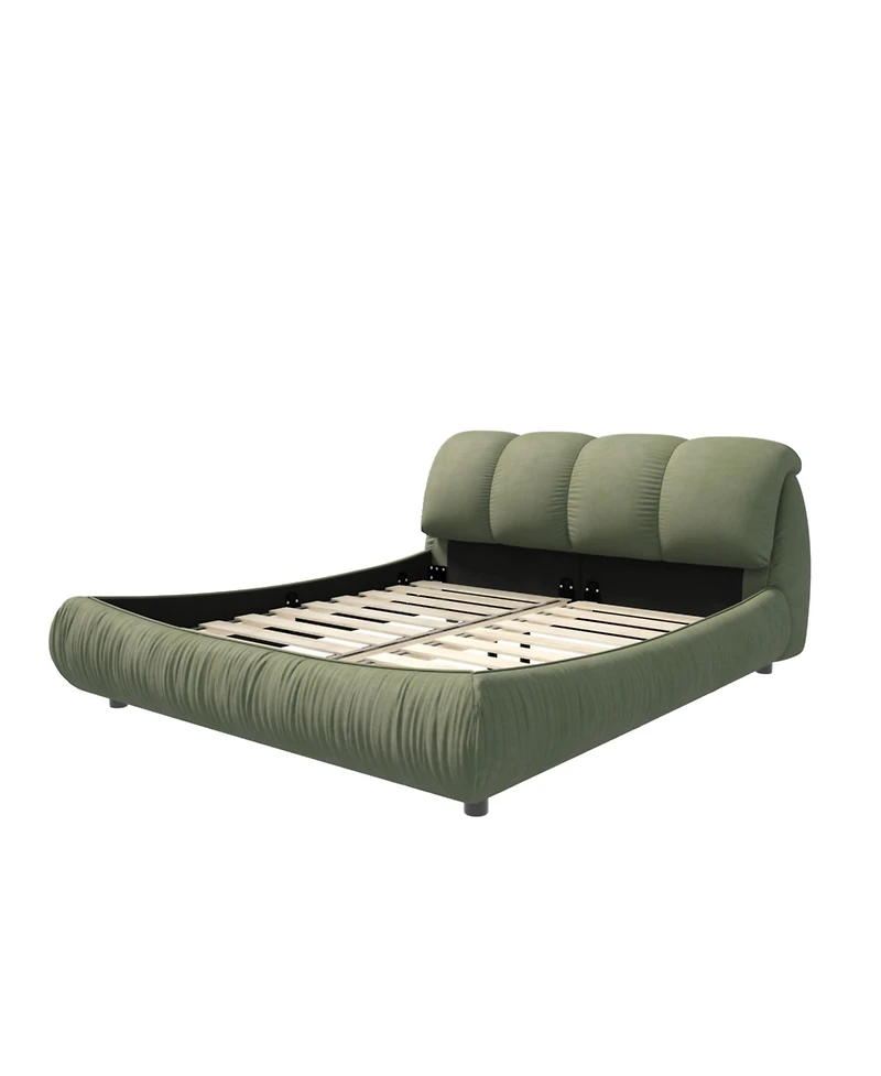 Streamdale Upholstered Platform Bed with Padded Backrest and Solid Wood Frame
