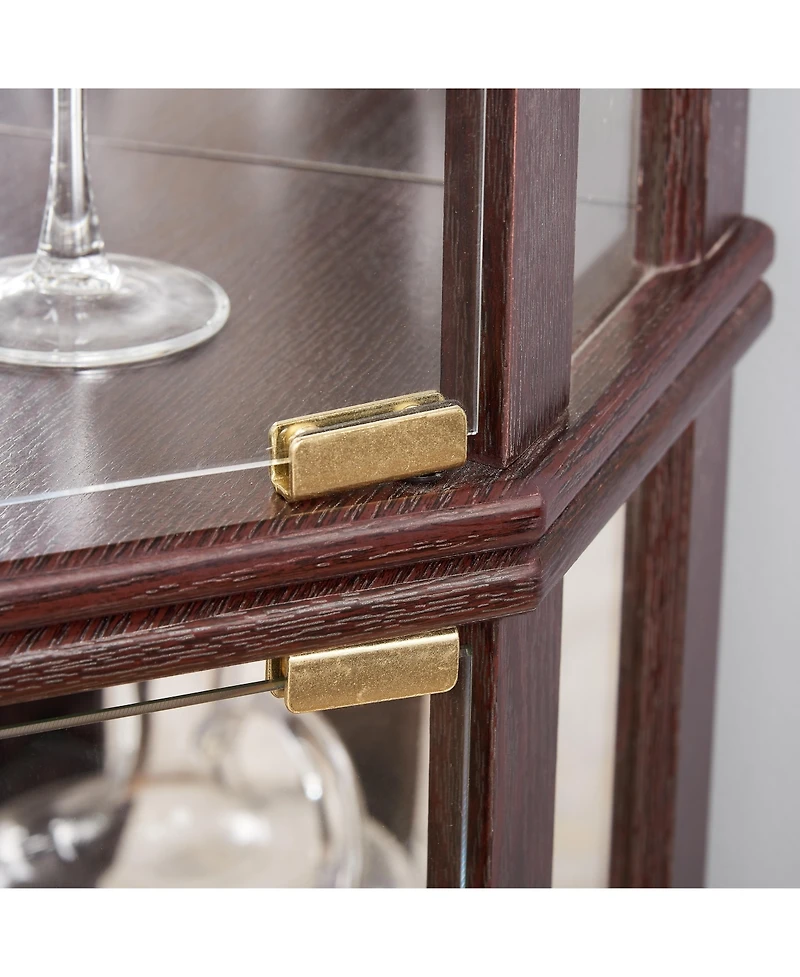 Simplie Fun Corner Curio Cabinet with Lights: Dark Cherry