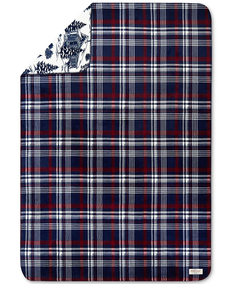 Weatherproof Reversible Plaid Throw, 50" x 70"