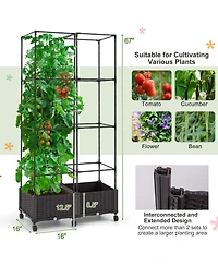Givimo 67 Inches Raised Garden Bed with Planter Box and Trellis
