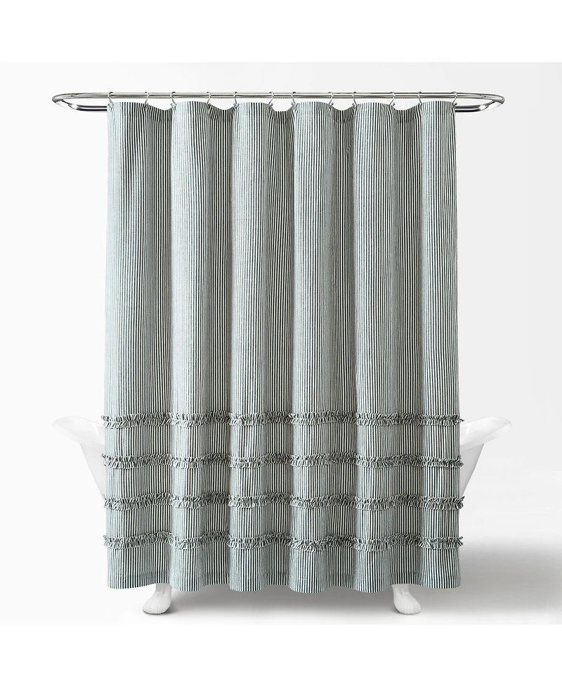Lush Decor Vintage Stripe Yarn Dyed Cotton Shower Curtain, 72" x