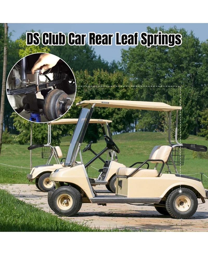 Yescom Set of 2 Rear Leaf Springs for Club Car Ds Golf Cart Heavy Duty Dual Action with Bushings